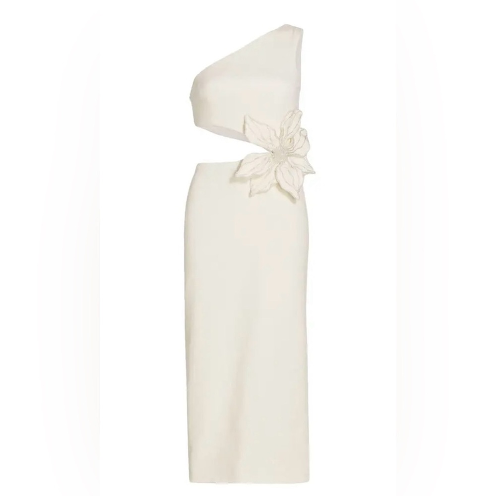 PatBO Cream One Shoulder Floral Dress